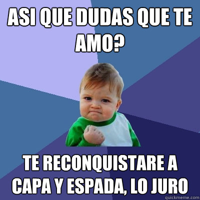 Asi que dudas que te amo? te reconquistare a capa y espada, lo juro  Success Kid