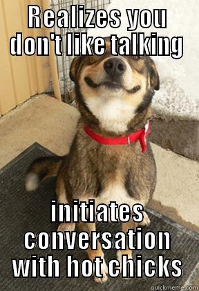 REALIZES YOU DON'T LIKE TALKING INITIATES CONVERSATION WITH HOT CHICKS Good Dog Greg
