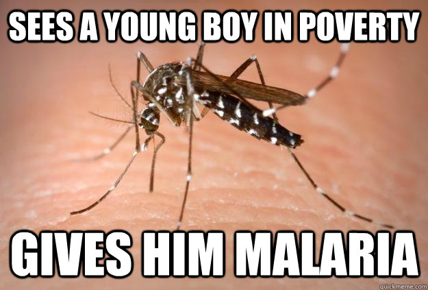 sees a young boy in poverty gives him malaria  