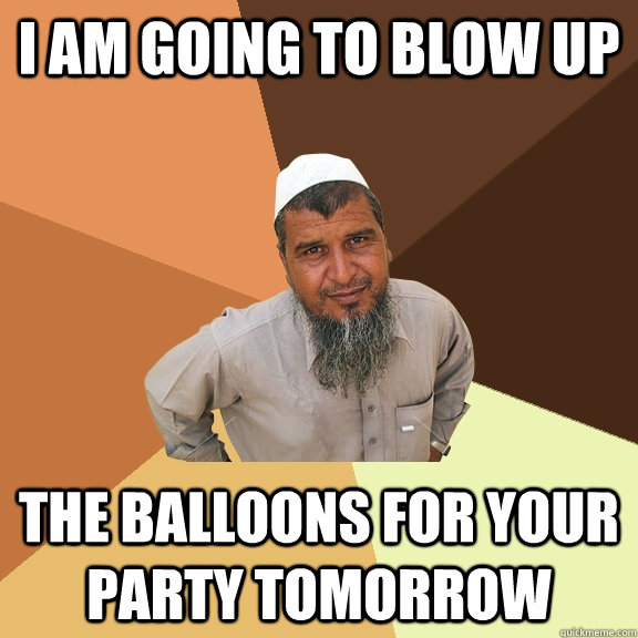 I am going to Blow up  The Balloons for your party tomorrow - I am going to Blow up  The Balloons for your party tomorrow  Ordinary Muslim Man