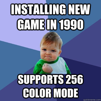 Installing new game in 1990 supports 256 color mode - Installing new game in 1990 supports 256 color mode  Success Kid