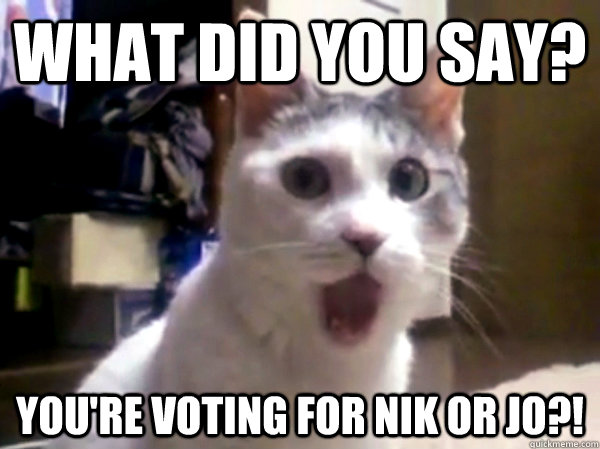 what did you say? YOu're voting for nik or jo?! - what did you say? YOu're voting for nik or jo?!  vote nat
