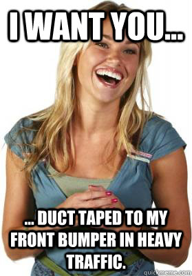 I want you... ... Duct Taped To My Front Bumper In Heavy Traffic.  Friend Zone Fiona