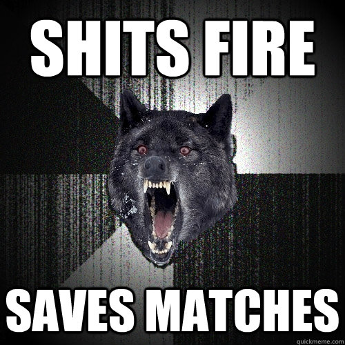 Shits fire saves matches   Insanity Wolf