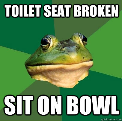 TOILET SEAT BROKEN SIT ON BOWL - TOILET SEAT BROKEN SIT ON BOWL  Foul Bachelor Frog