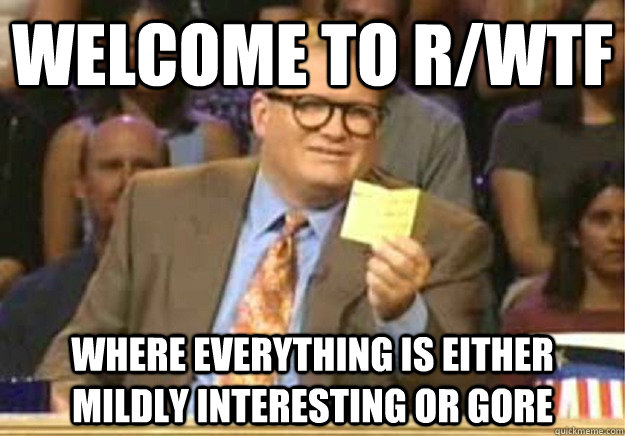 Welcome to r/wtf Where everything is either mildly interesting or gore  Welcome to