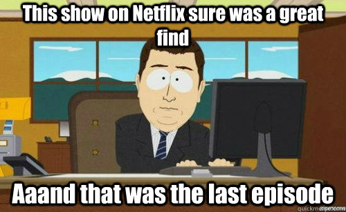This show on Netflix sure was a great find Aaand that was the last episode  anditsgone