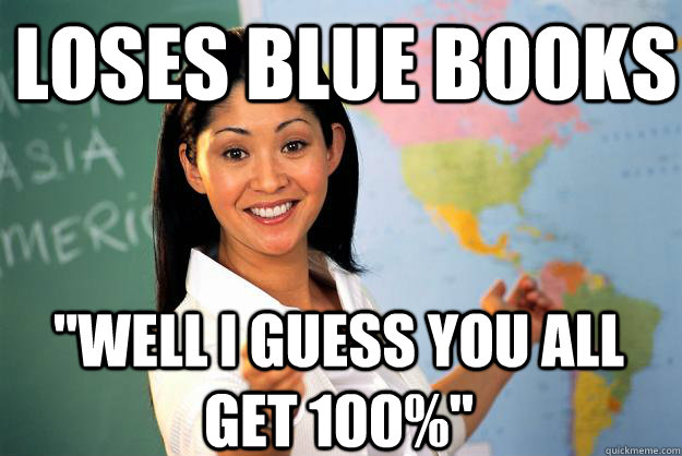 Loses Blue books 