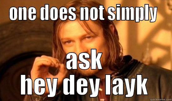 ONE DOES NOT SIMPLY  ASK HEY DEY LAYK Boromir