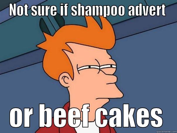 NOT SURE IF SHAMPOO ADVERT OR BEEF CAKES Futurama Fry