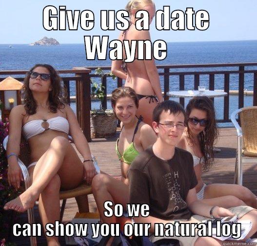 GIVE US A DATE WAYNE SO WE CAN SHOW YOU OUR NATURAL LOG Priority Peter