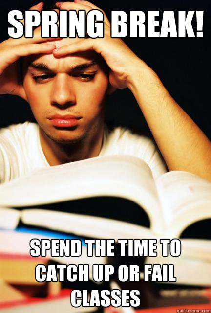 Spring Break! Spend the time to catch up or fail classes - Spring Break! Spend the time to catch up or fail classes  Engineering Student