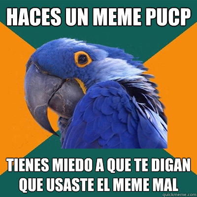 haces un meme pucp tienes miedo a que te digan que usaste el meme mal - haces un meme pucp tienes miedo a que te digan que usaste el meme mal  Paranoid Parrot