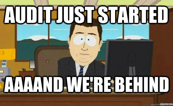 Audit Just Started AAAAND we're behind  aaaand its gone