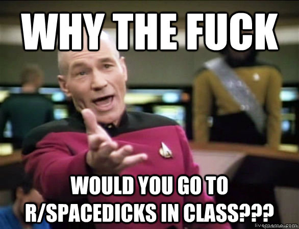 why the fuck would you go to r/spacedicks in class??? - why the fuck would you go to r/spacedicks in class???  Annoyed Picard HD