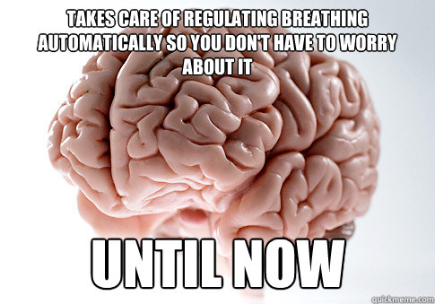 Takes care of regulating breathing automatically so you don't have to worry about it Until now  ScumbagBrain