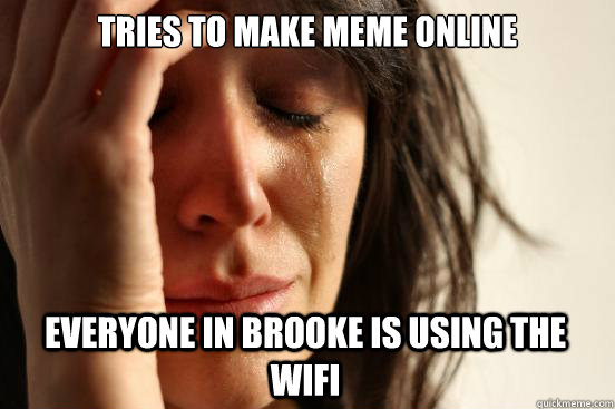 Tries to make meme online Everyone in Brooke is using the wifi  First World Problems