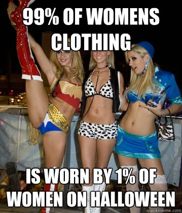 99% of womens clothing Is worn by 1% of women on halloween  