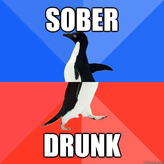 sober drunk - sober drunk  Socially Awkward Awesome Penguin