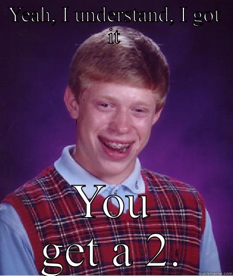 YEAH, I UNDERSTAND, I GOT IT YOU GET A 2. Bad Luck Brian