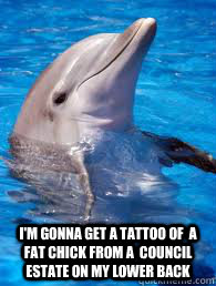  I'm gonna get a tattoo of  a fat chick from a  council estate on my lower back -  I'm gonna get a tattoo of  a fat chick from a  council estate on my lower back  Swagger Dolphin