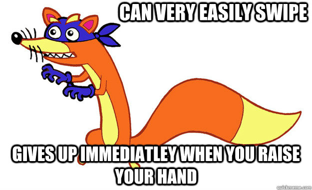 Can very easily swipe gives up immediatley when you raise your hand - Can very easily swipe gives up immediatley when you raise your hand  Swiper Logic
