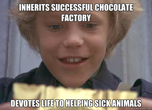 inherits successful chocolate factory devotes life to helping sick animals - inherits successful chocolate factory devotes life to helping sick animals  Good Guy Charlie Bucket