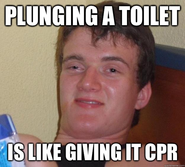 Plunging a toilet  Is like giving it CPR   10 Guy