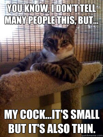 You know, I don't tell many people this, but... my cock...it's small but it's also thin.  The Most Interesting Cat in the World