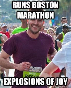 RUNS BOSTON MARATHON EXPLOSIONS OF JOY  Ridiculously photogenic guy