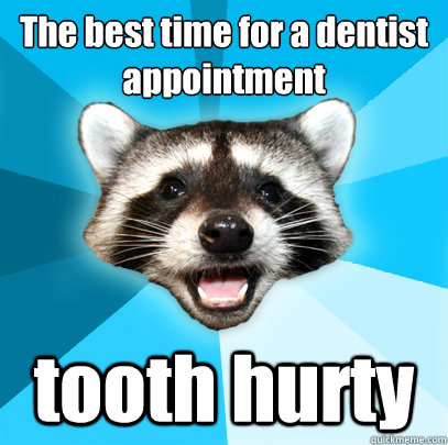 The best time for a dentist appointment tooth hurty  Lame Pun Coon