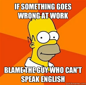 If something goes wrong at work blame the guy who can't speak English  Advice Homer