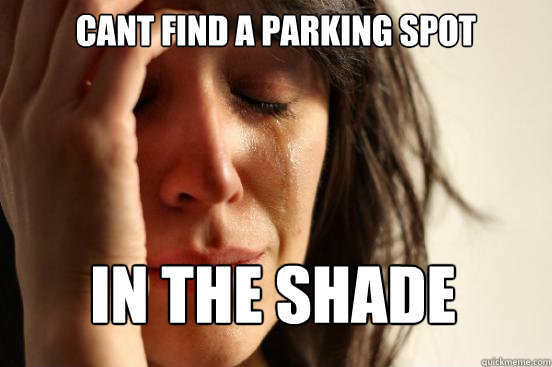 Cant find a parking spot in the shade  First World Problems