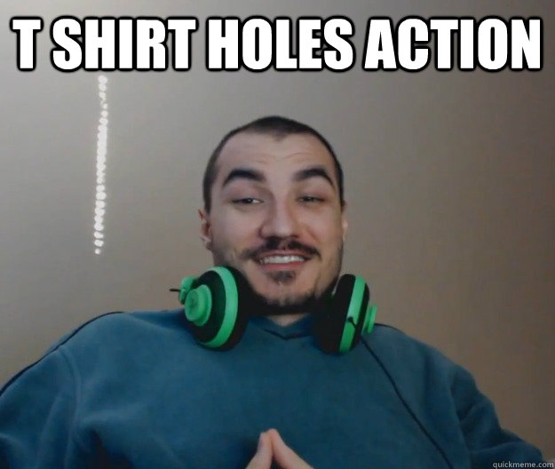 t shirt holes action   