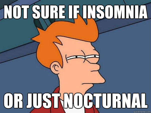 not sure if insomnia or just nocturnal - not sure if insomnia or just nocturnal  Futurama Fry