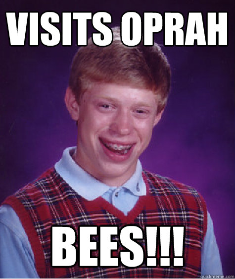 Visits Oprah BEES!!!  Bad Luck Brian