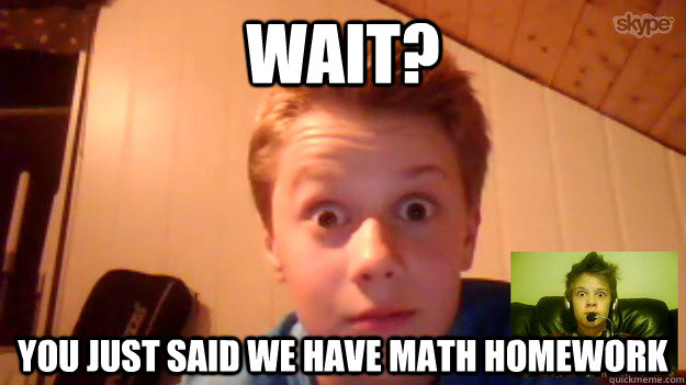 wait? you just said we have math homework - wait? you just said we have math homework  Misc
