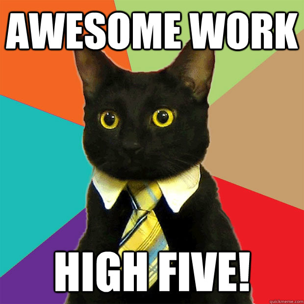 Awesome work High Five! - Awesome work High Five!  Business Cat