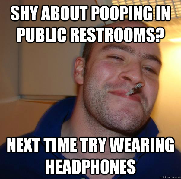 Shy about pooping in public restrooms? Next time try wearing headphones