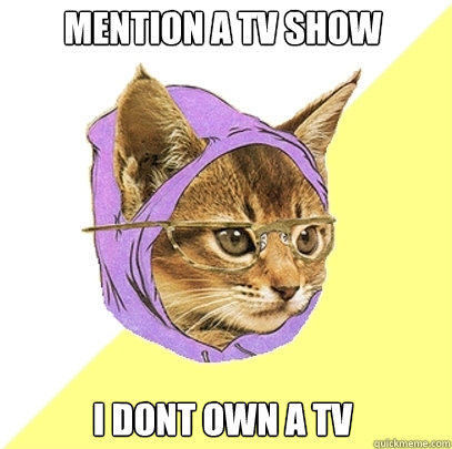 mention a tv show i dont own a tv  Hipster Kitty