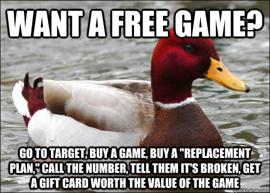 Want a free game?  Go to Target, buy a game, buy a 