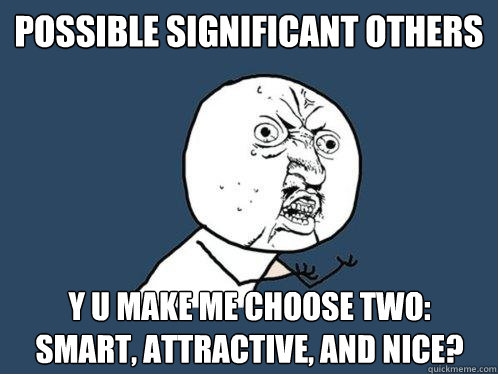 possible significant others y u make me choose two: smart, attractive, and nice?  Y U No