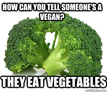 how can you tell someone's a vegan? they eat vegetables - how can you tell someone's a vegan? they eat vegetables  vegans