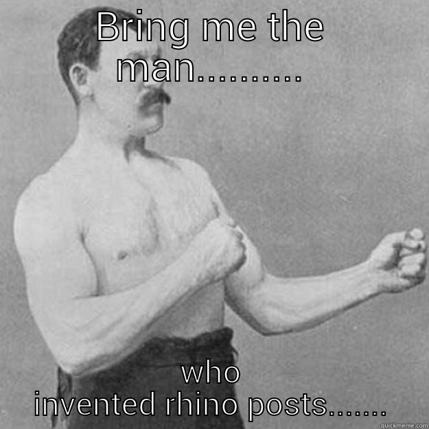BRING ME THE MAN.......... WHO INVENTED RHINO POSTS....... overly manly man