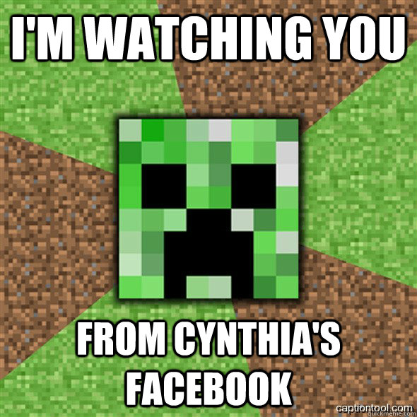i'm watching you from cynthia's facebook  Minecraft Creeper