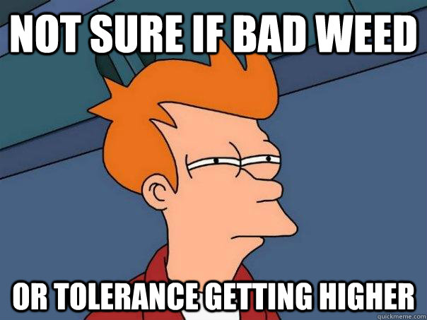 Not sure if bad weed Or tolerance getting higher - Not sure if bad weed Or tolerance getting higher  Futurama Fry