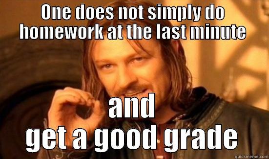 ONE DOES NOT SIMPLY DO HOMEWORK AT THE LAST MINUTE AND GET A GOOD GRADE Boromir