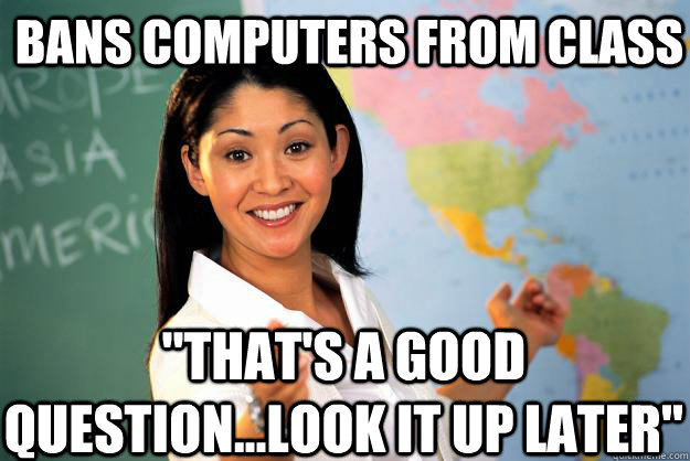 Bans Computers From Class 
