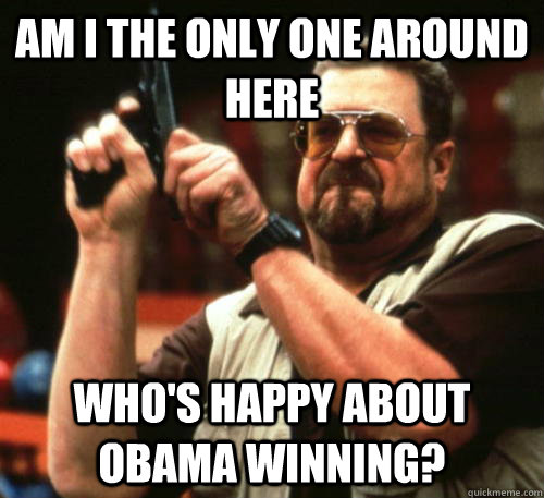 Am i the only one around here Who's happy about Obama winning?  Am I The Only One Around Here