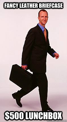 Fancy leather briefcase $500 lunchbox - Fancy leather briefcase $500 lunchbox  Mildly successful white-collar guy